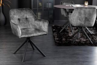 Kreslo LOFTY GRAY (Dizajnová otočná stolička s opierkami šedá.)