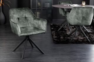 Kreslo LOFTY GREEN (Dizajnová otočná stolička s opierkami zelená.)