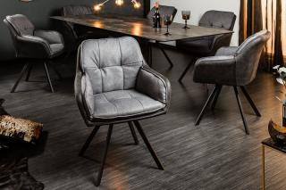 Kreslo MR. LOUNGER GREY 2 (Otočná stolička s opierkami šedá/antracitová.)