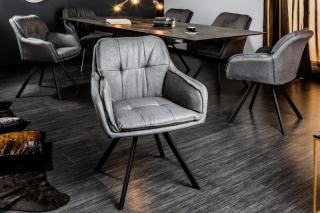 Kreslo MR. LOUNGER GREY (Otočná stolička s opierkami šedá.)