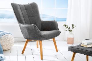 Kreslo SCANDINAVIA GRAY (Veľké kreslo v škandinávskom štýle šedé.)