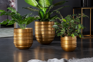 Kvetináč JOTUN GOLD MIDDLE (Dizajnový zlatý kvetináč z kovu 19cm.)