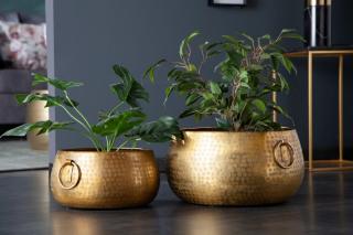 Kvetináč SATUN GOLD 29 (Dizajnový zlatý kvetináč z kovu 29cm.)