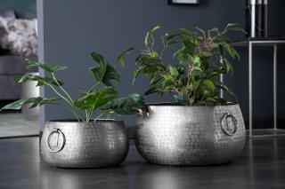 Kvetináč SATUN SILVER 37 (Dizajnový strieborný kvetináč z kovu 37cm.)