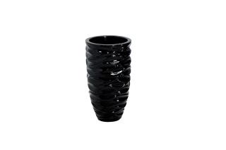 Kvetináč WAVES BLACK 60 (Dizajnový vysoký kvetináč na kvety čierny.)
