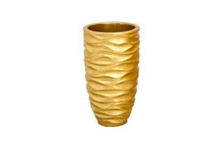 Kvetináč WAVES GOLD 60 (Dizajnový vysoký kvetináč na kvety zlatý 60cm.)