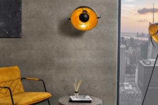 Lampa STUDIO WALL GOLD (Dizajnová  lampa na stenu čierna/zlatá.)