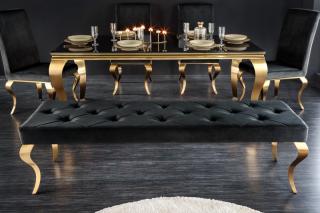 Lavica BAROCK GOLD BLACK (Luxusná barocková lavica čierna 170cm.)