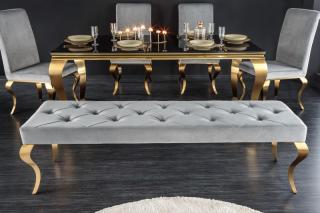 Lavica BAROCK GOLD SILVER (Luxusná barocková lavica strieborná 170cm.)