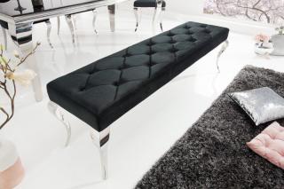 Lavica BAROCK MODEL BLACK (Luxusná jedálenská lavica čierna/strieborná.)