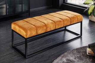 Lavica BEAUTÉ MUSTARD (Zamatová lavica na sedenie tmavožltá 108cm.)
