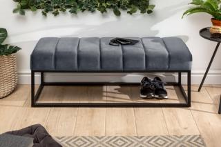 Lavica BEAUTÉ SILVER GRAY (Zamatová lavica na sedenie strieborná šedá 108cm.)