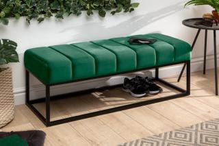 Lavica BEAUTÉ SMARAGD (Zamatová lavica na sedenie smaragdovo zelená 108cm.)
