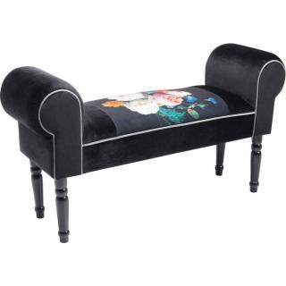 Lavica BLOSSOM BLACK (Dizajnová lavica čierna s motívom kvetov 100cm.)