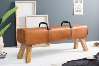 Lavica BOCKER BIG III (Dizajnová lavica v hnedej koži 134cm.)