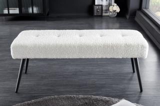 Lavica Bouty Teddy White (Dlhá pohodlná lavica na sedenie biela 100cm.)