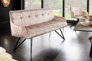 Lavica ERITREA CHAMPAGNE  (Dizajnová čalúnená lavica s opierkami champagne 156cm.)