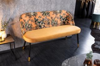 Lavica FLORALIS YELLOW (Extravagantná lavica s kvetinovým vzorom žltá 130cm.)