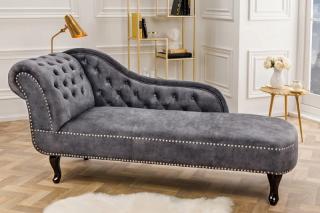 Leňoška CHESTERFIELD GRAY (Leňoška v štýle Chesterfield zamatová šedá.)