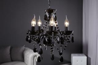 Luster KARAT II BLACK (Dobový luster s piatimi svetlami čierny.)