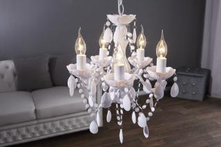 Luster KARAT II WHITE (Dobový luster s piatimi svetlami biely.)