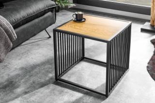 Malý stolík ARCHITECT OAK (Konferenčný kovový stolík s dubovou doskou 40cm.)