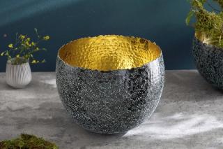 Miska FORTUNA BIG (Dekoračná miska ručne tepaná zlatá/patina 28cm.)