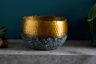 Miska FORTUNA II SMALL (Dekoračná miska ručne tepaná zlatá/patina 18cm.)