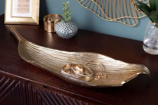 Miska LEAF GOLD (Dizajnová miska z kovu zlatá 64cm.)