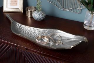Miska LEAF SILVER (Dizajnová miska z kovu strieborná 64cm.)