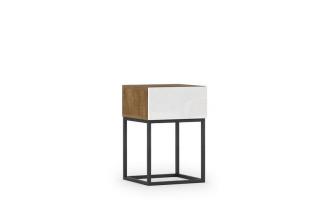 Nočný stolík AVORIO WHITE (Nočný stolík biely lesk/dub artisan 40cm.)
