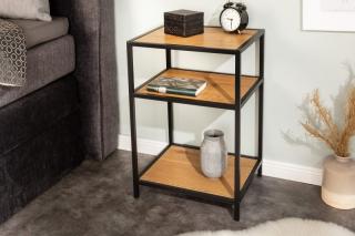 Nočný stolík BELIZE OAK (Moderný nočný stolík z dubovej dyhy a kovu 63cm.)
