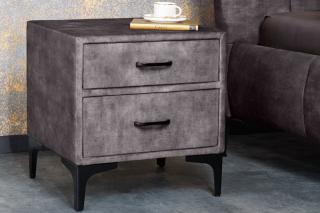 Nočný stolík BUTIQUE DARK GRAY (Stolík ku posteli so zásuvkami tmavo šedý.)
