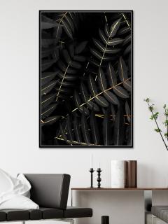 Obraz BLACK LEAVES (Dizajn farebný obraz na stenu 82x122cm.)