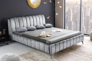 Posteľ ALSACE GRAY 180 (Dizajnová posteľ zamatová šedá 200x180cm.)