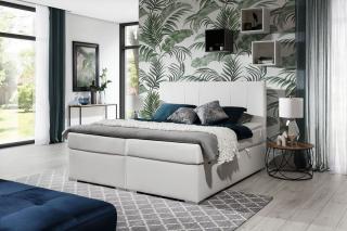 Posteľ BOLERO WHITE 180 (Moderná boxspring posteľ biela 180x200cm.)