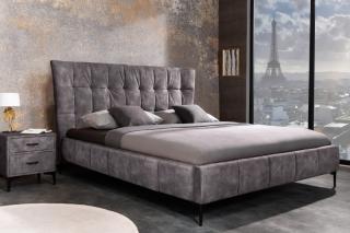 Posteľ BUTIQUE SAMT DARK GRAY 160 (Dizajnová čalúnená veľká posteľ 160x200cm.)