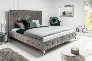Posteľ EXTRAVAGANTA SILVER 180 (Posteľ v štýle Chesterfield strieborná 200x180cm.)