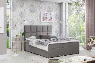 Posteľ GLOSSY LIGHT GRAY 180 (Moderná boxspring posteľ svetlošedá 180x200cm.)