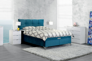 Posteľ KORLEONE DELUXE TYRKYS (Dizajnová veľká posteľ s úložným priestorom a matracom160x200cm.)