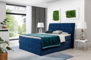 Posteľ MIRABEL MARINE BLUE 180 (Dizajnová boxspring posteľ modrá 180x200cm.)