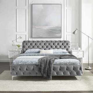 Posteľ MODERN BAROCK GRAY 180 (Dizajnová posteľ zamatová šedá 200x180cm.)