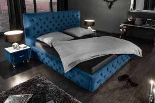 Posteľ PARISE BLUE 160 (Dizajnová veľká posteľ modrá 200x160cm.)