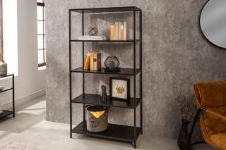 Regál BELIZE BLACK 2 (Moderný regál z dyhy a kovu čierny 150cm.)
