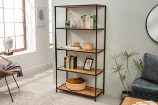 Regál BELIZE OAK 2 (Moderný regál z dubovej dyhy a kovu 150cm.)