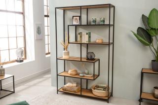 Regál BELIZE OAK MIDDLE (Moderný regál z dubovej dyhy a kovu 185cm.)