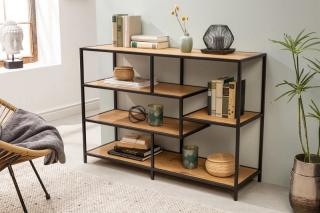 Regál BELIZE OAK (Moderný regál z dubovej dyhy a kovu 79cm.)