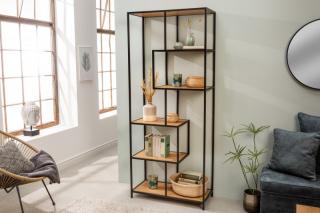 Regál BELIZE OAK SMALL (Moderný regál z dubovej dyhy a kovu 185cm.)