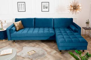 Rohová sedačka VELVET CORNER BLUE (Rohová sedačka zamatová tmavomodrá 260cm.)