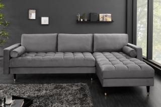 Rohová sedačka VELVET CORNER GRAY (Rohová sedačka zamatová šedá 260cm.)